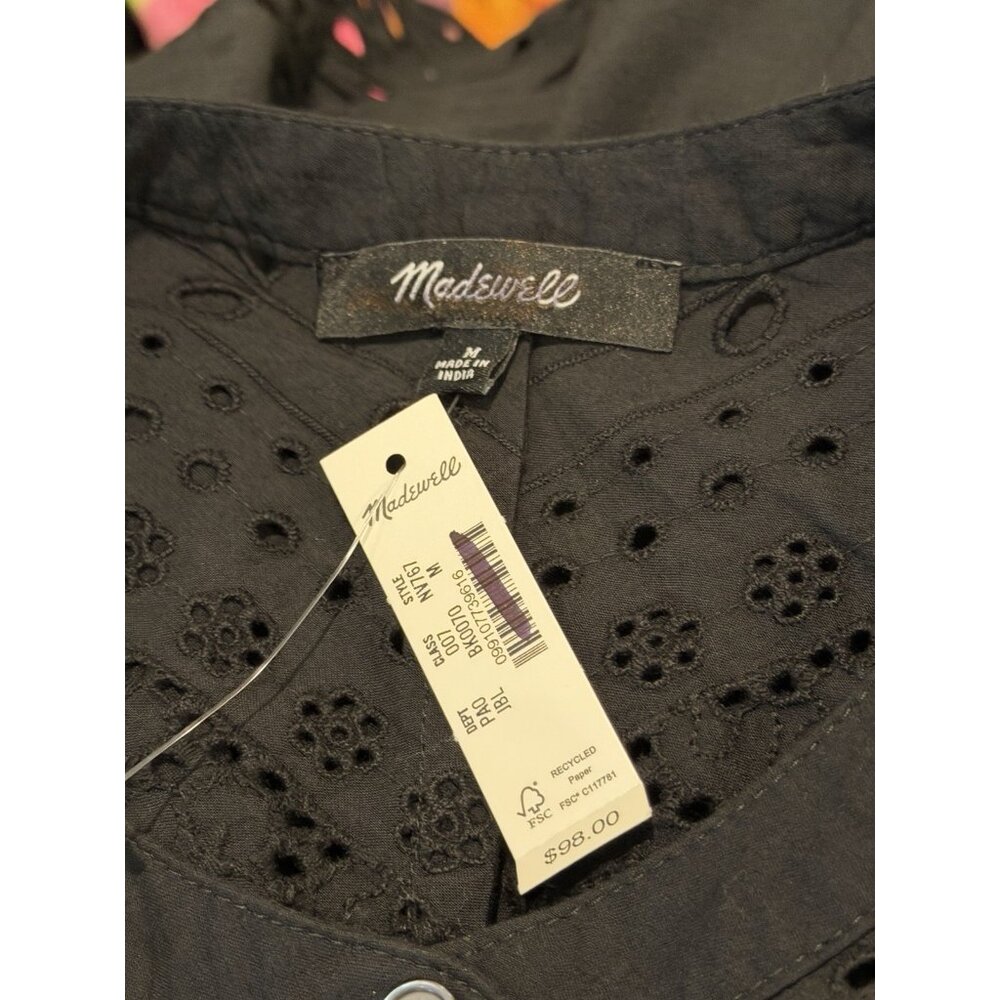 Madewell Black Eyelet Button-Front Blouse - Picture 6 of 8